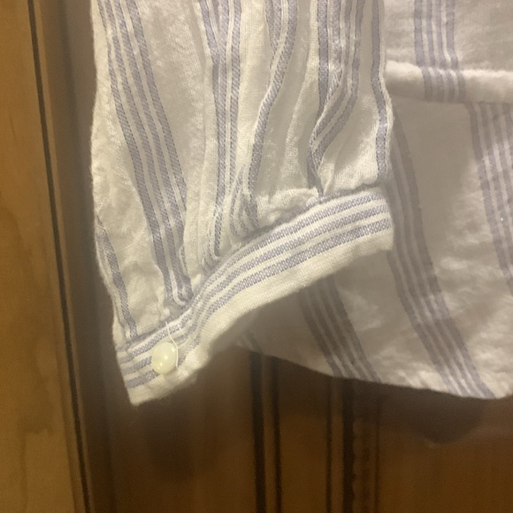 NWOT Rails Marti Cayman Stripe White Linen Blend Long Sleeve Blouse Size Large - Picture 9 of 16